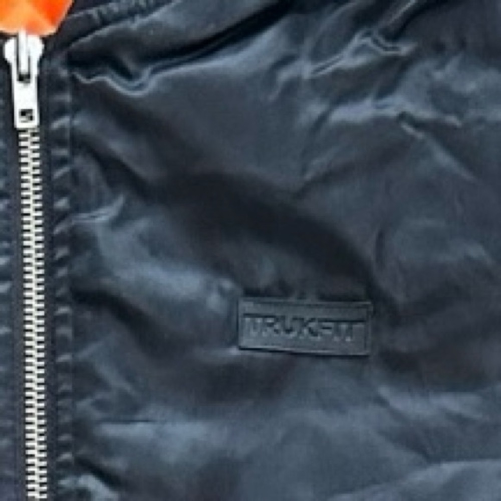 Trukfit Bomber Jacket Mens‎ Small Black Camo Orange Quilted Lined - Picture 6 of 15